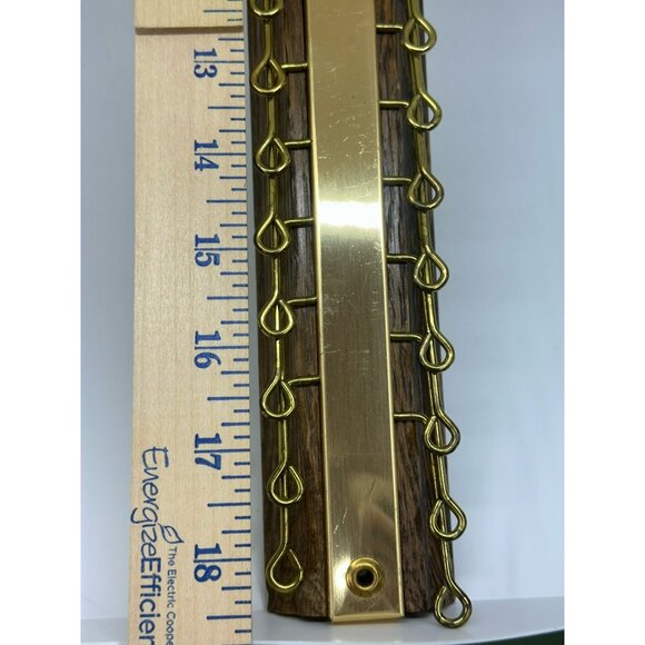 Vintage Mid-Century Walnut & Brass Tie Rack Hanger – 18.5" Organizer - Picture 2 of 7